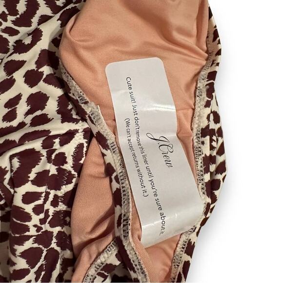 NWT J.Crew Leopard Print Bandeau Ruched One Piece Halter Swimsuit 0 Brown #2886 - Picture 7 of 12
